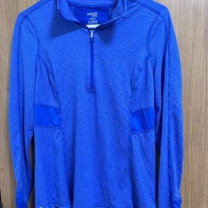 Semi-fitted Blue 3/4 zip Running Shirt